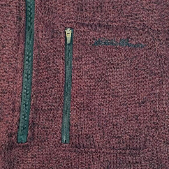NWT Eddie Bauer Mens fleece 1/4 zip Size Large burgundy athleisure outdoors soft - Picture 4 of 10